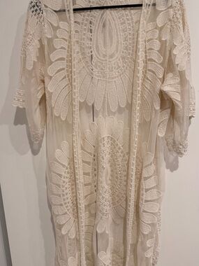 Rebellion Cream Lace Openwork Kimono